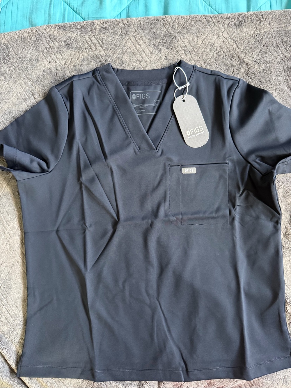 Figs Navy V-Neck Scrub Top